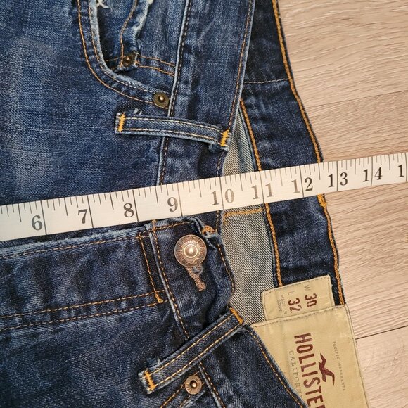 Hollister Jeans 30x32 Button Fly Straight Ripped Medium Light Wash Cotton Denim - Picture 9 of 11